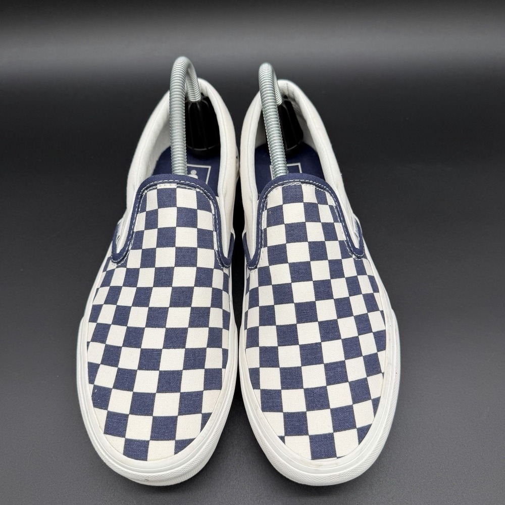 Vans Classic Slip-On Checkerboard Navy Blue White Skate Shoes Mens 8 Womens 9.5 - Picture 4 of 7